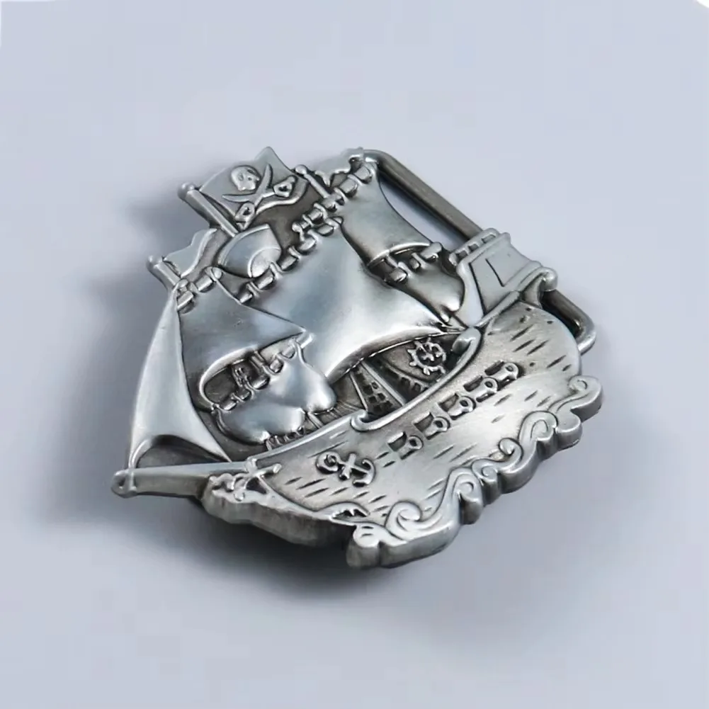 Забавная пряжка для ремня с пиратским кораблем для мужчин - Фотография_5