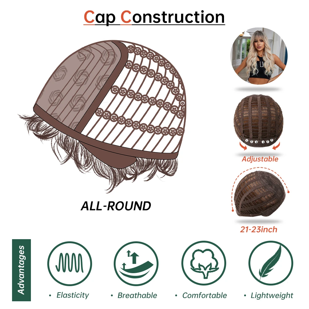 Длинные светлые коричневые синтетические парики с эффектом омбре - Фотография_6