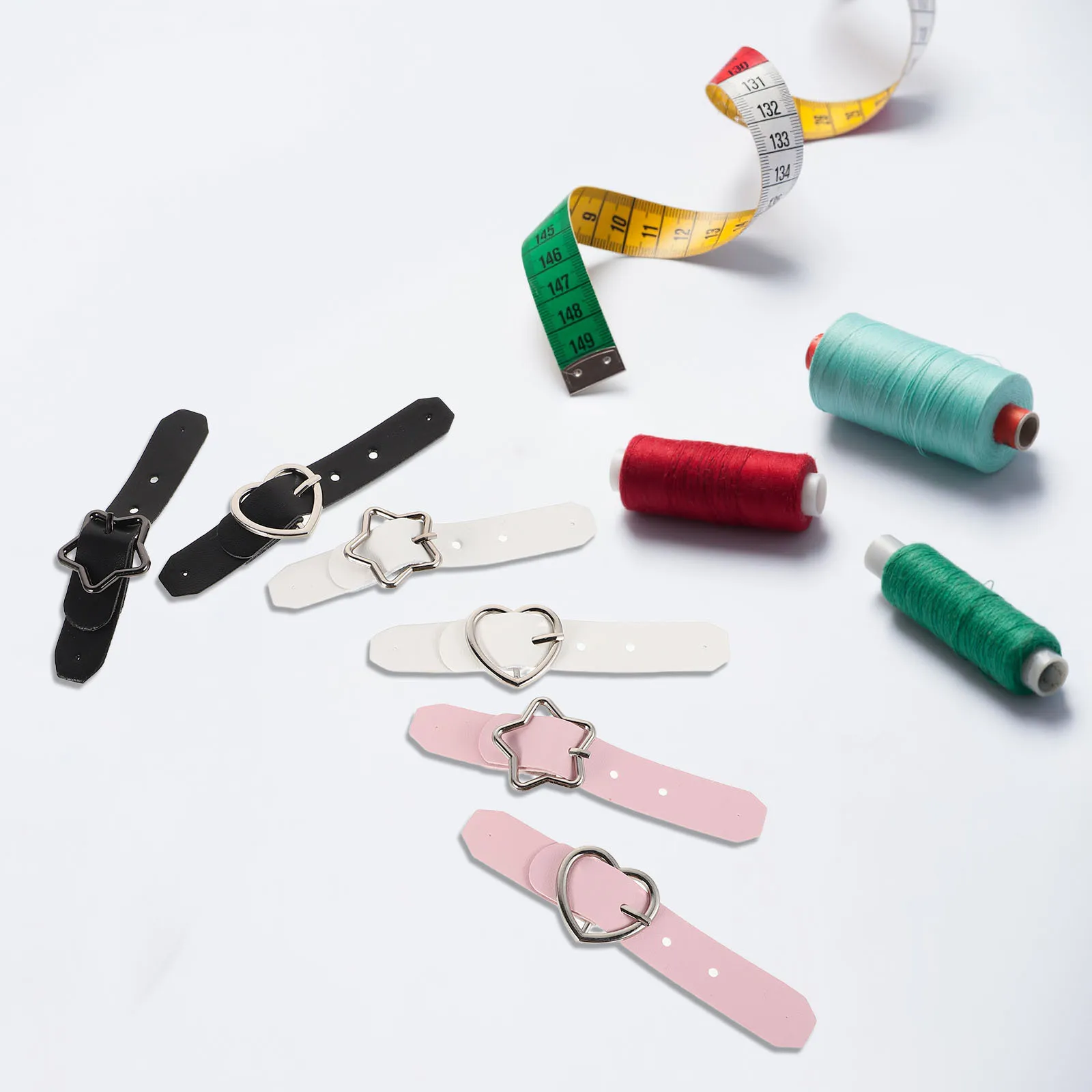 Черные цветочные металлические пряжки в форме сердца и звезды - Фотография_4