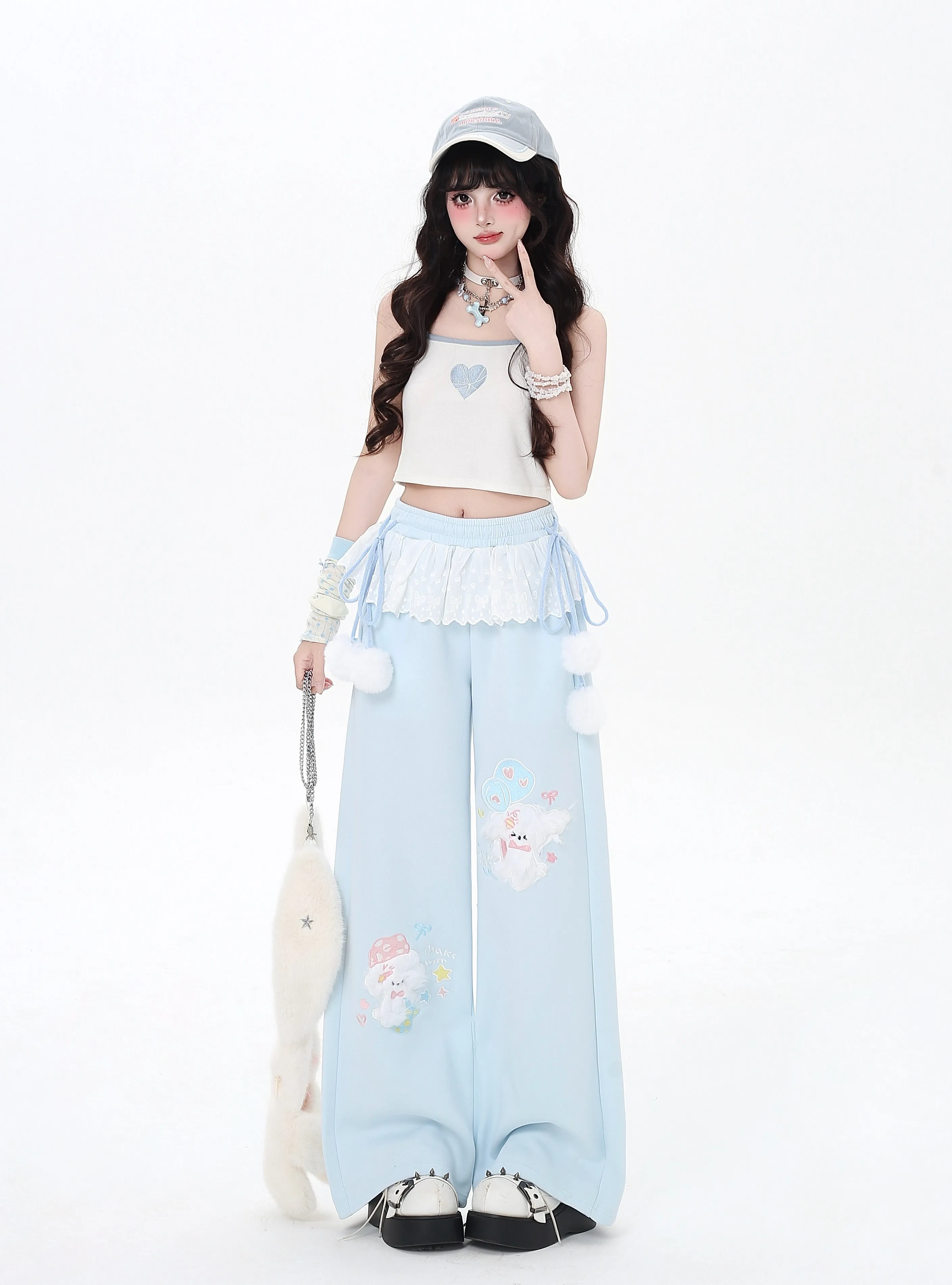 Милые крутые универсальные спортивные штаны с высокой талией для девочек - Фотография_5