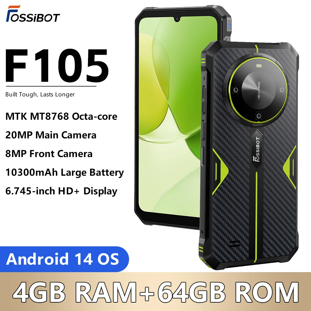 Fossibot f105 прочный смартфон android 14 6