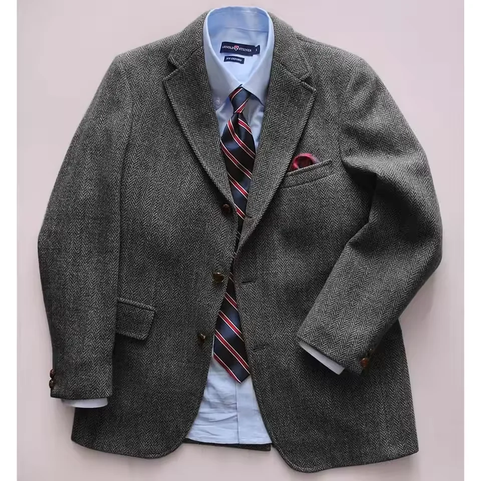 Мужской повседневный пиджак с узором «елочка» - Фотография_5