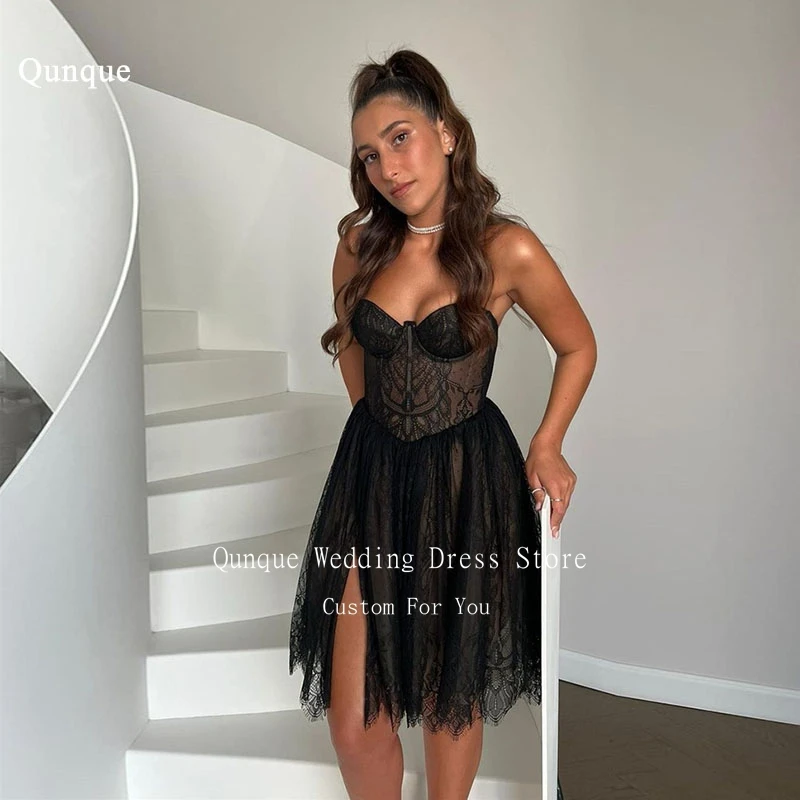 Qunque sexy mini prom dresses black
