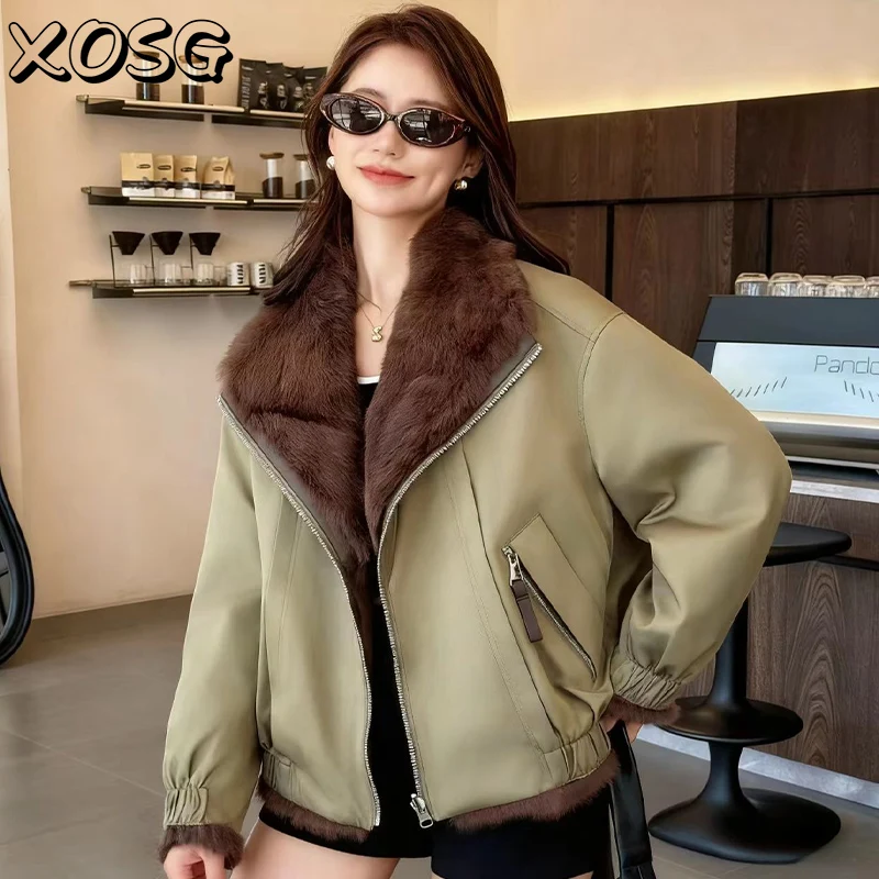 Шуба женская парка из натурального меха кролика - Фотография_3