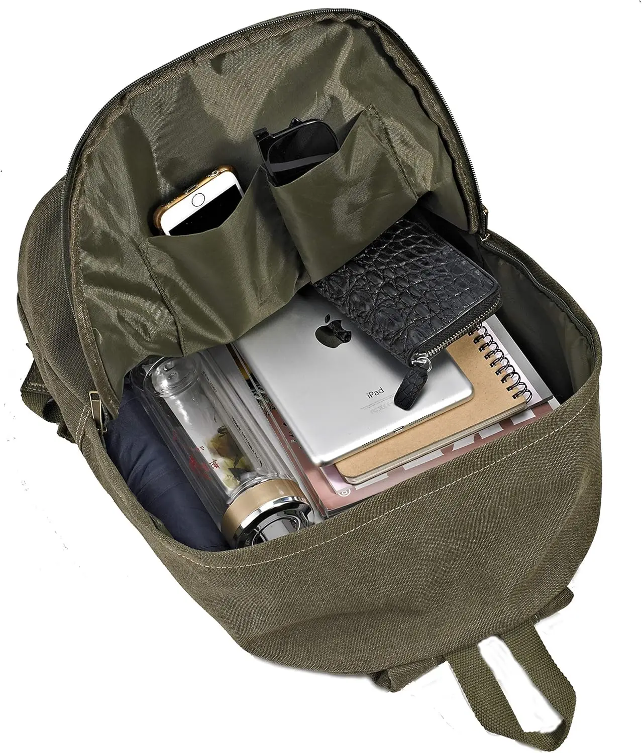 Прочный холщовый студенческий рюкзак для ноутбука - Фотография_4