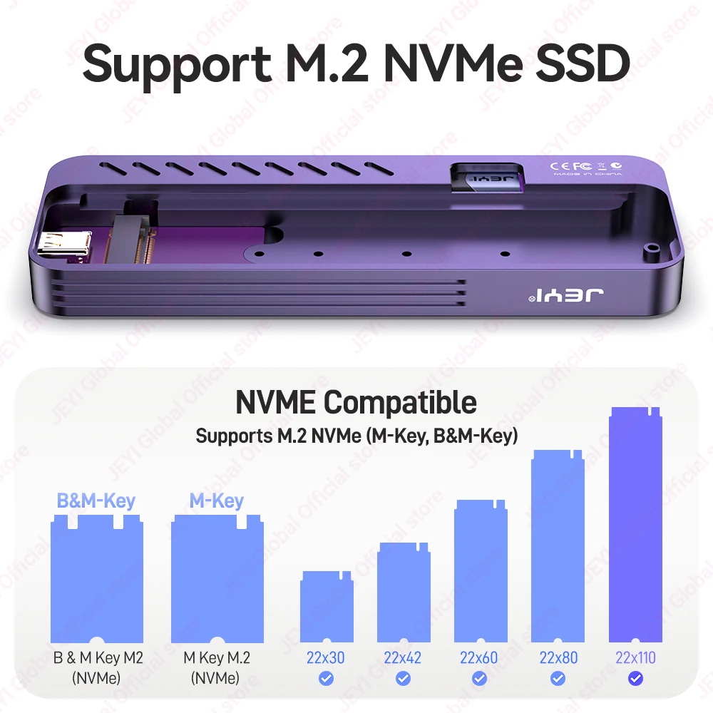 Корпус ssd jeyi 22110 m.2 nvme — usb 3.2 gen2 type-c 10 гбит/с - Фотография_4