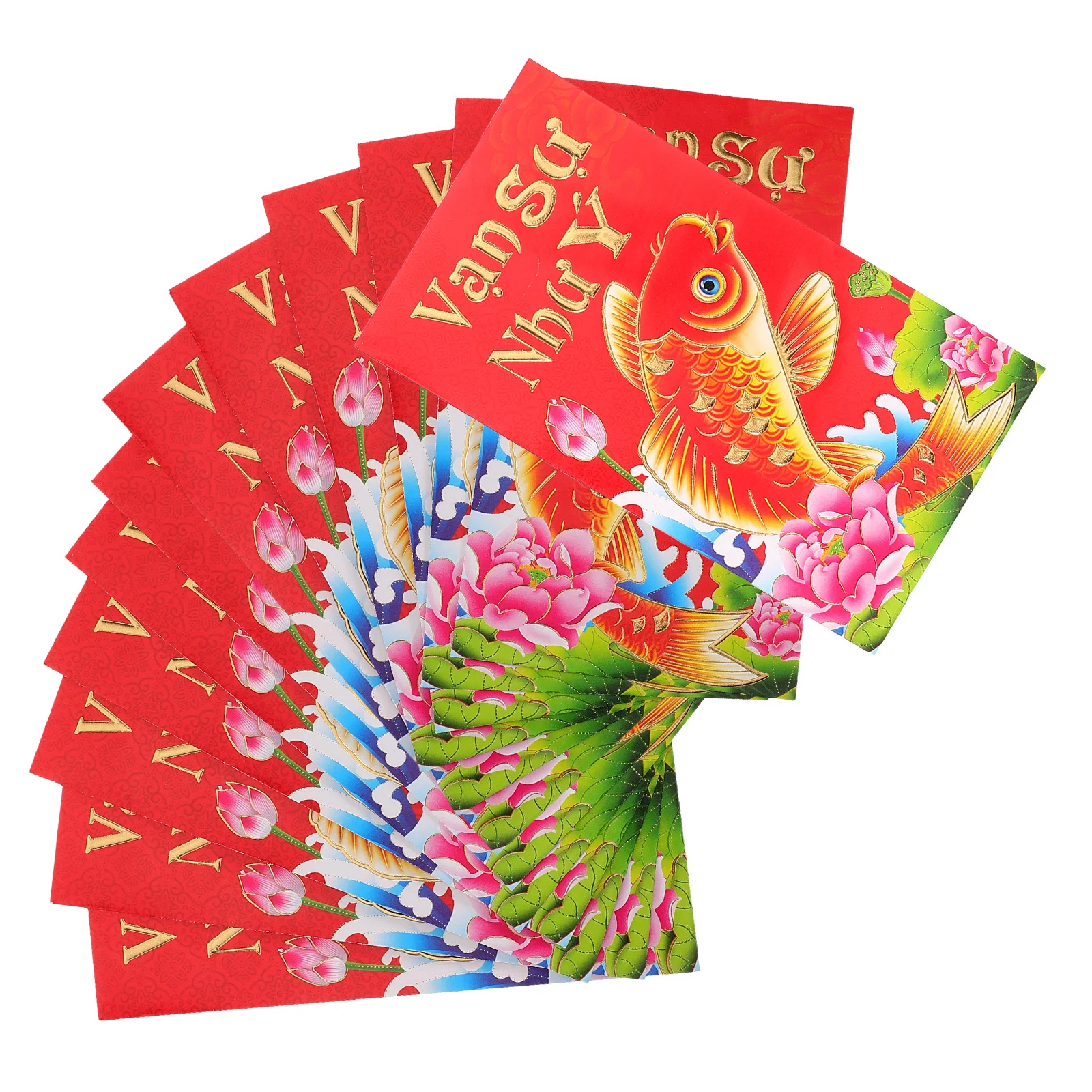 Китайские красные конверты с узором кои - Фотография_2