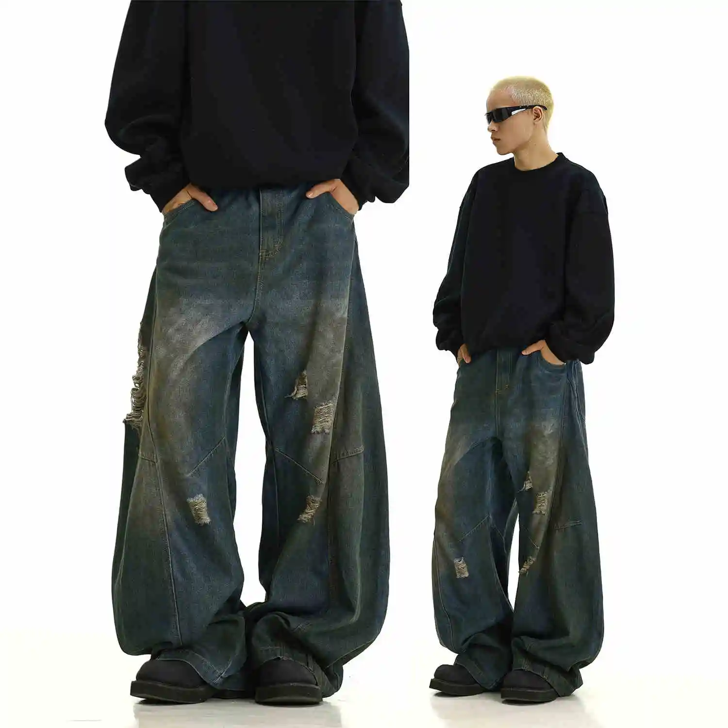 Y2k мужские мешковатые джинсы унисекс - Фотография_6