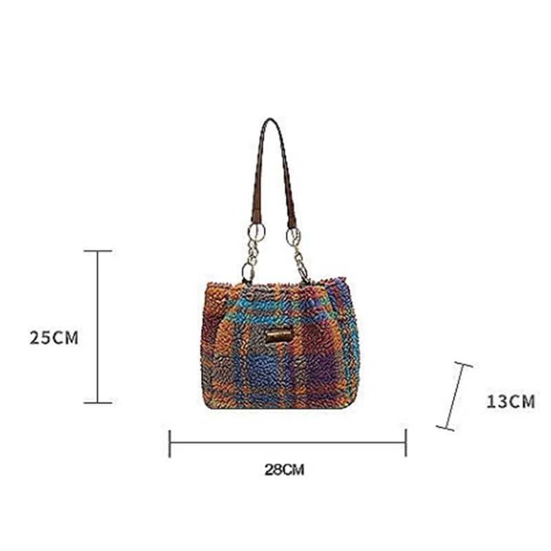 Плюшевая большая сумка в клетку - Фотография_2