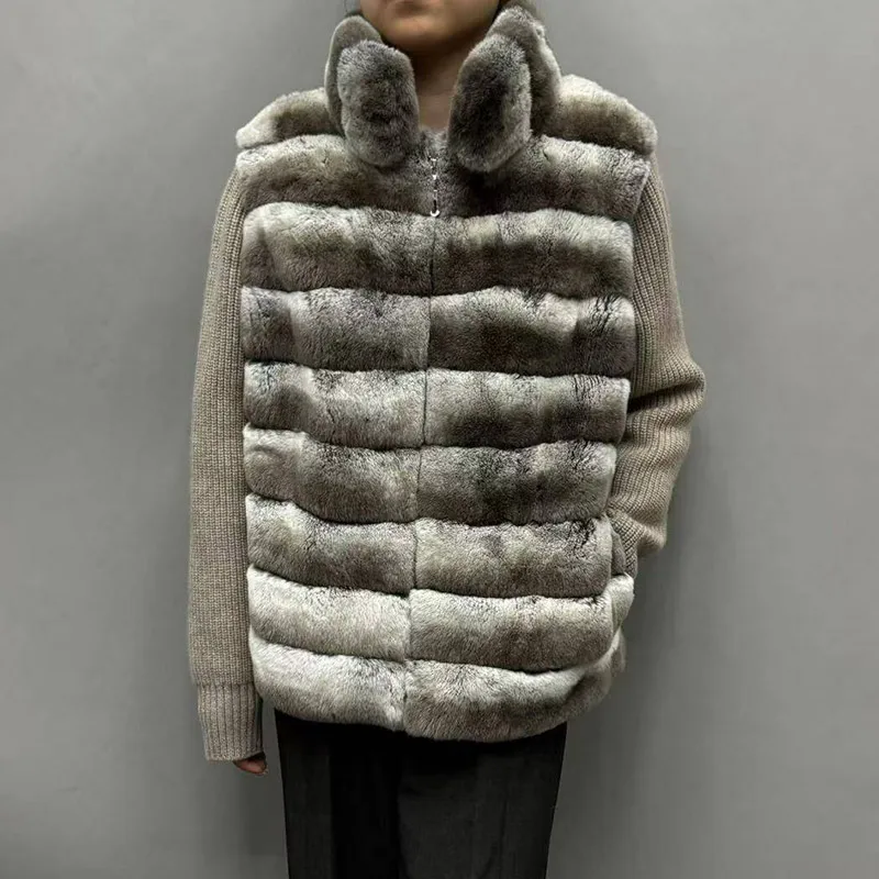 Зимнее пальто из натурального меха кролика рекс - Фотография_2