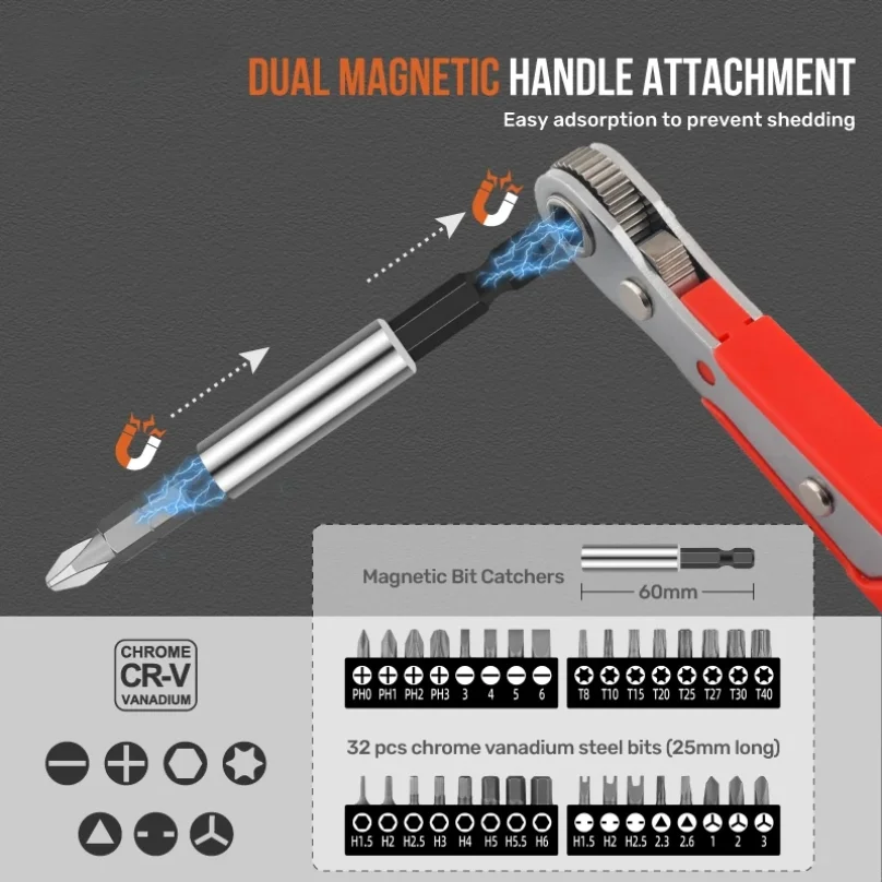 Быстросъемный храповой механизм и набор бит apollo 1/4 дюйма - Фотография_5