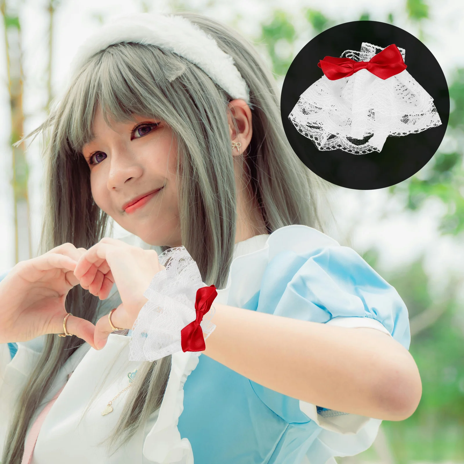 1 пара нежных кружевных манжет на запястья - Фотография_5