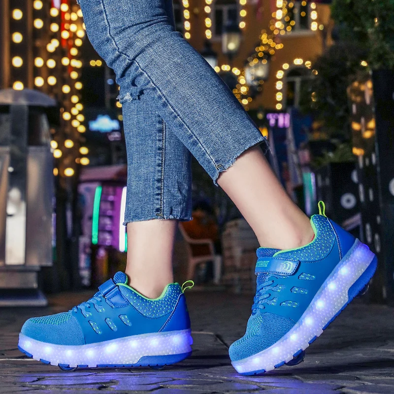 Высококачественные светящиеся кроссовки на роликах для мальчиков и девочек - Фотография_3