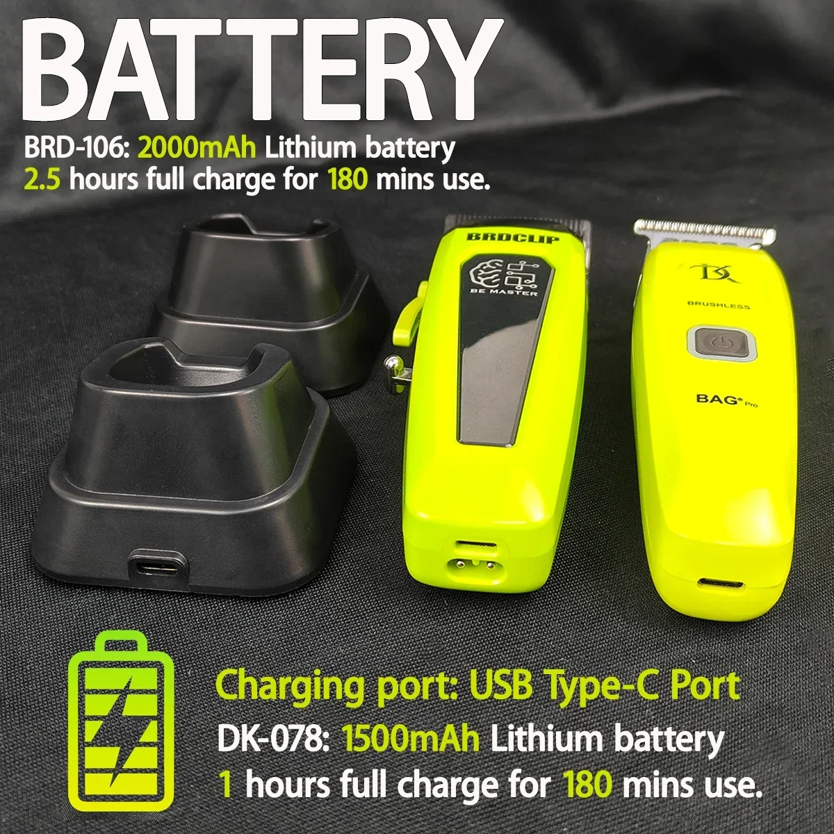 Профессиональная машинка для стрижки волос brdclip 106 dk078 7500 об/мин - Фотография_2