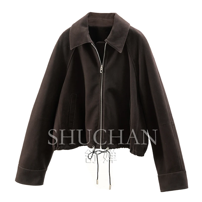 Дорогая женская кожаная куртка с легким покрытием 33e4