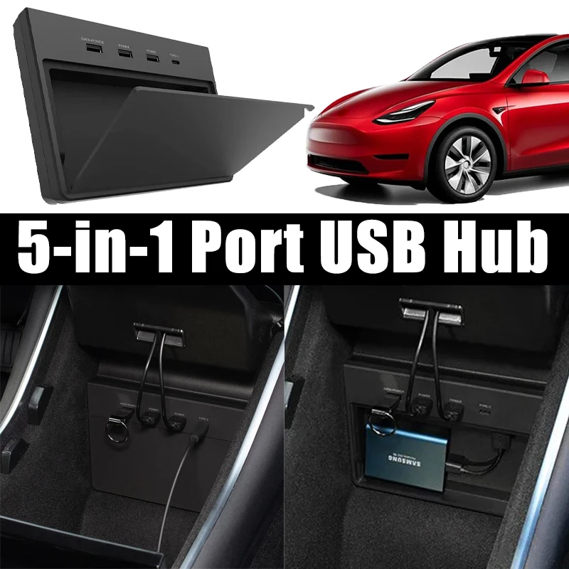 Usb-концентратор с портом 5 в 1 для tesla model 3 2016-2019