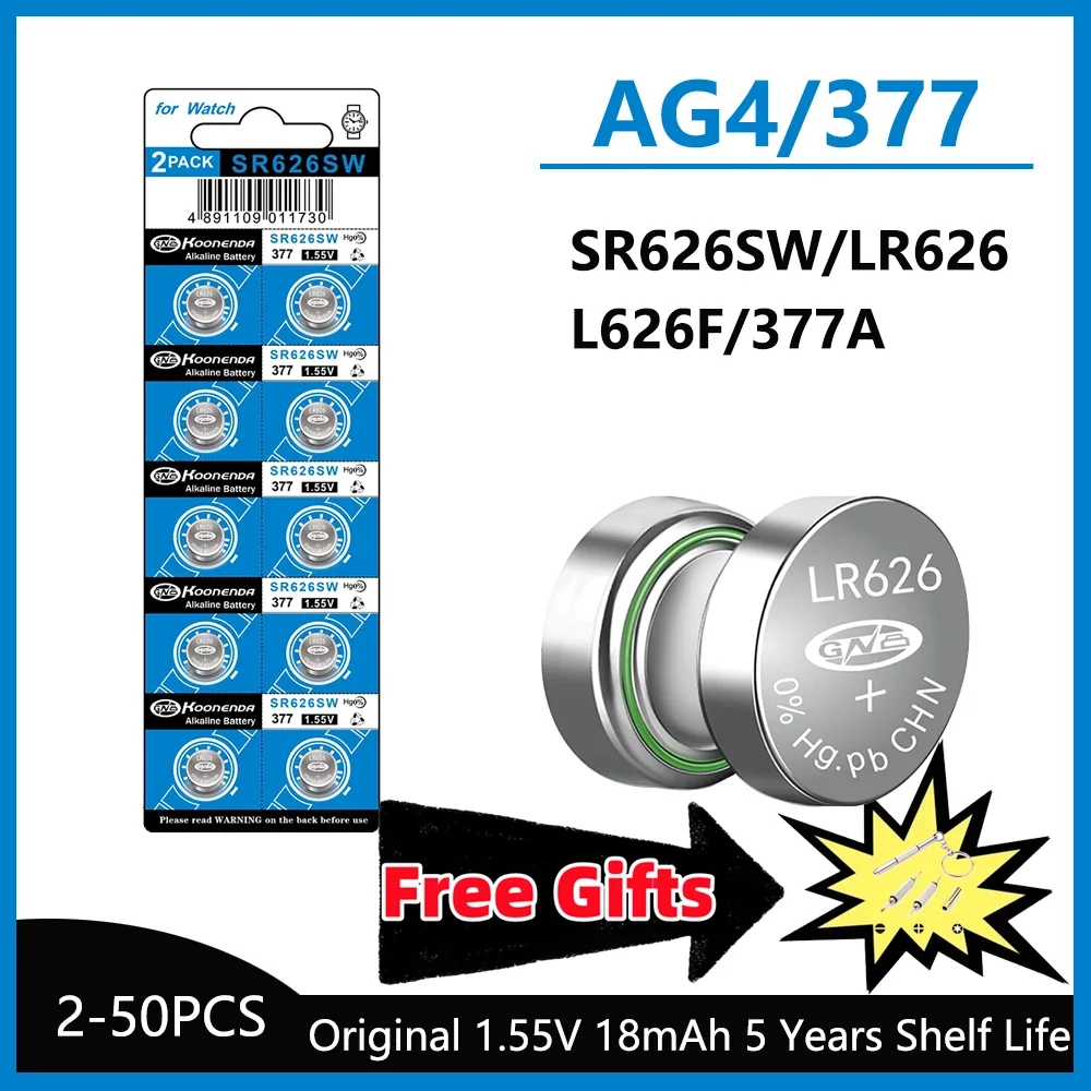 Щелочная батарея высокой емкости sr626sw ag4 lr626 377a v377 1
