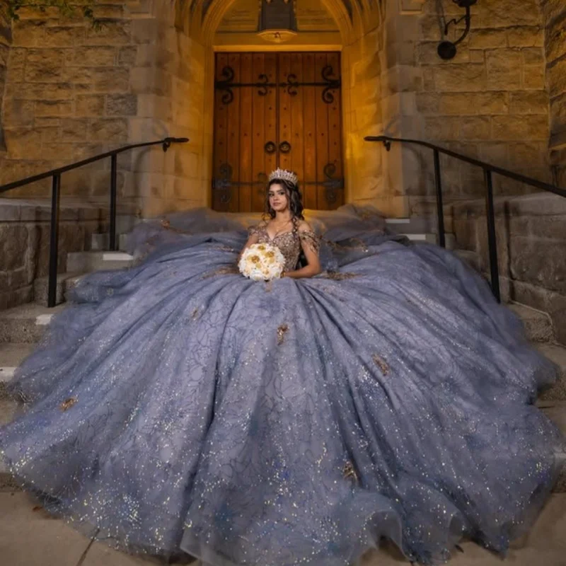 Блестящее шиферно-синее платье - Фотография_4