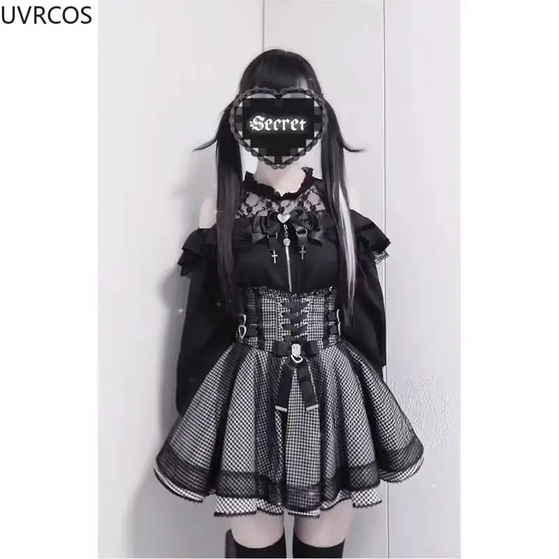 Японский стиль, готическая юбка в стиле лолиты y2k - Фотография_6