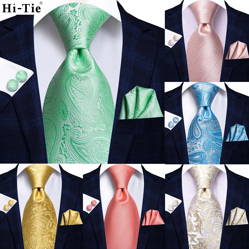Галстук hi-tie светло-голубой мятно-розовый