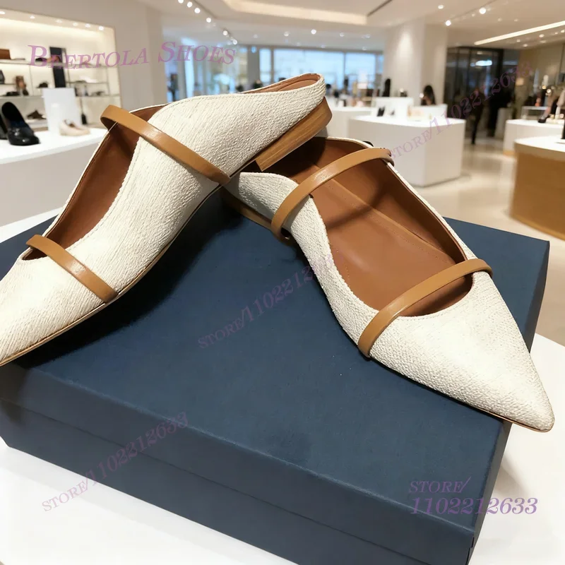 Кожаные черные сандалии на плоской подошве с острым носком - Фотография_2