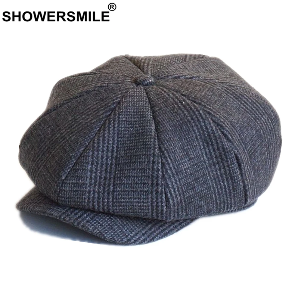 Твидовая клетчатая кепка showersmile для газетчика - Фотография_3