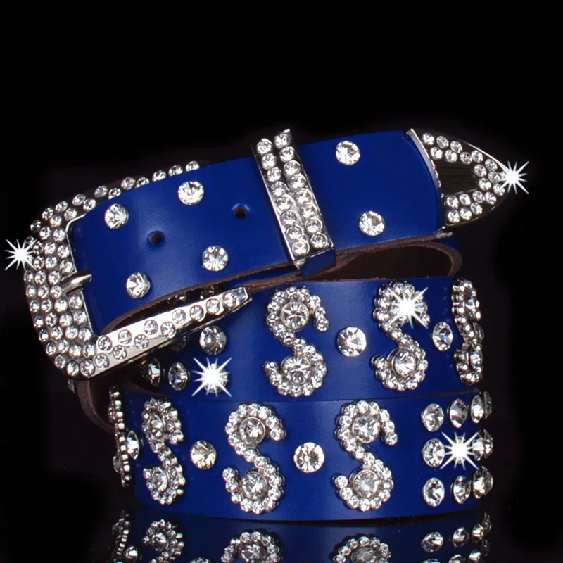 Западный кожаный женский ремень со стразами в стиле панк - Фотография_2