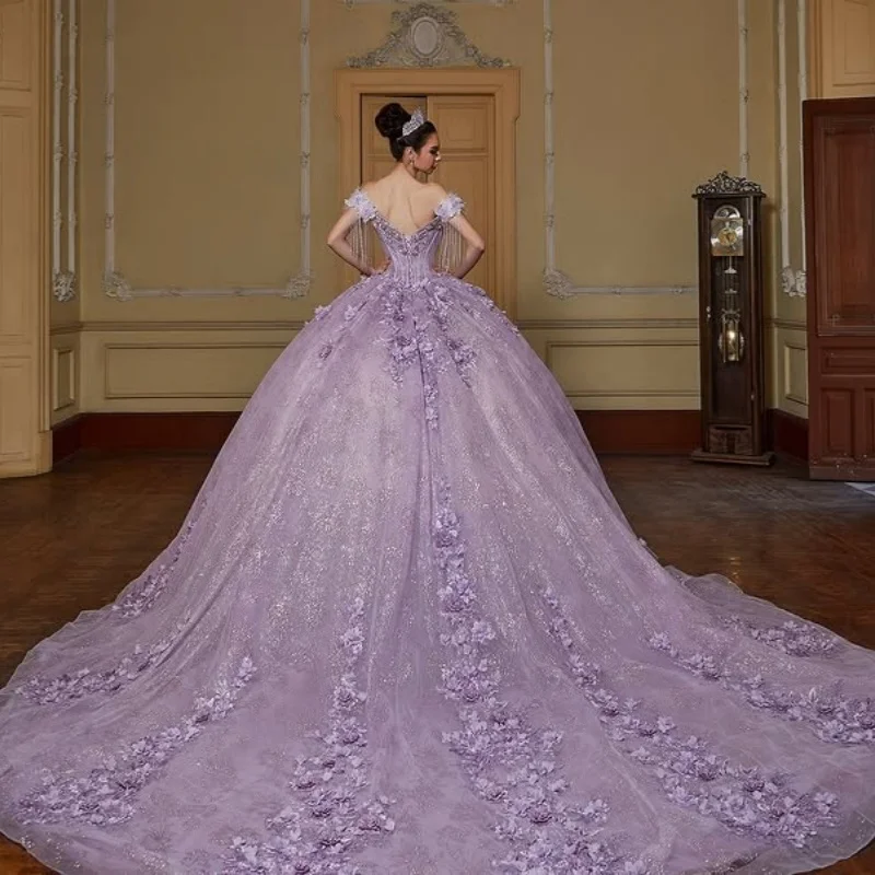 Блестящие фиолетовые платья quinceanera - Фотография_3