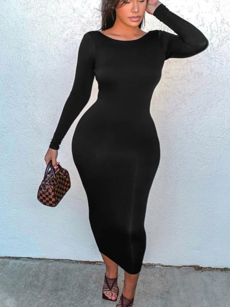 Тонкое облегающее платье макси - Фотография_4