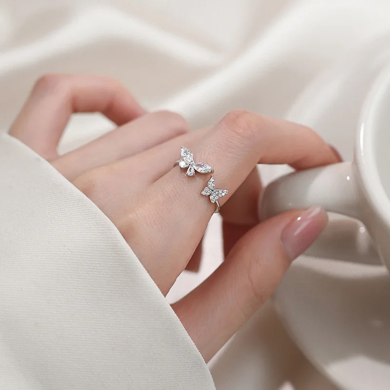 Женское регулируемое кольцо с двойной бабочкой - Фотография_5