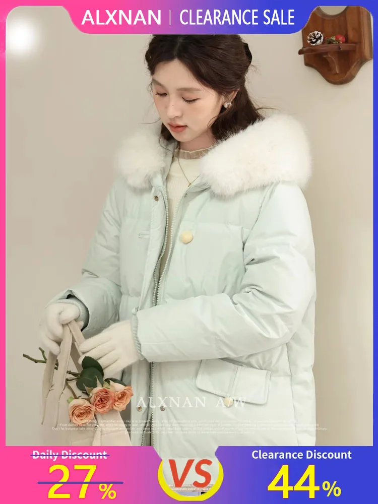Alxnan длинный пуховик 90