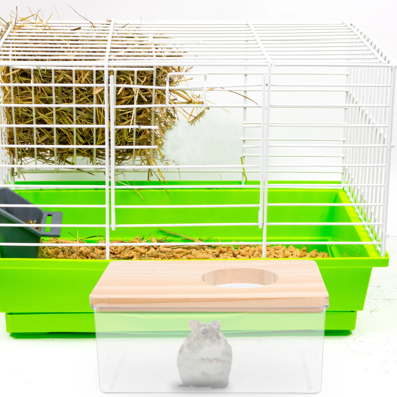 Песчаная ванна для хомяка с деревянной крышкой - Фотография_3