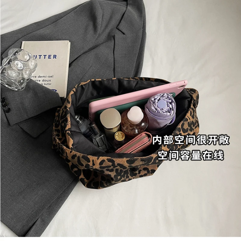 Винтажная парусиновая сумка-шоппер с леопардовым принтом для женщин - Фотография_5