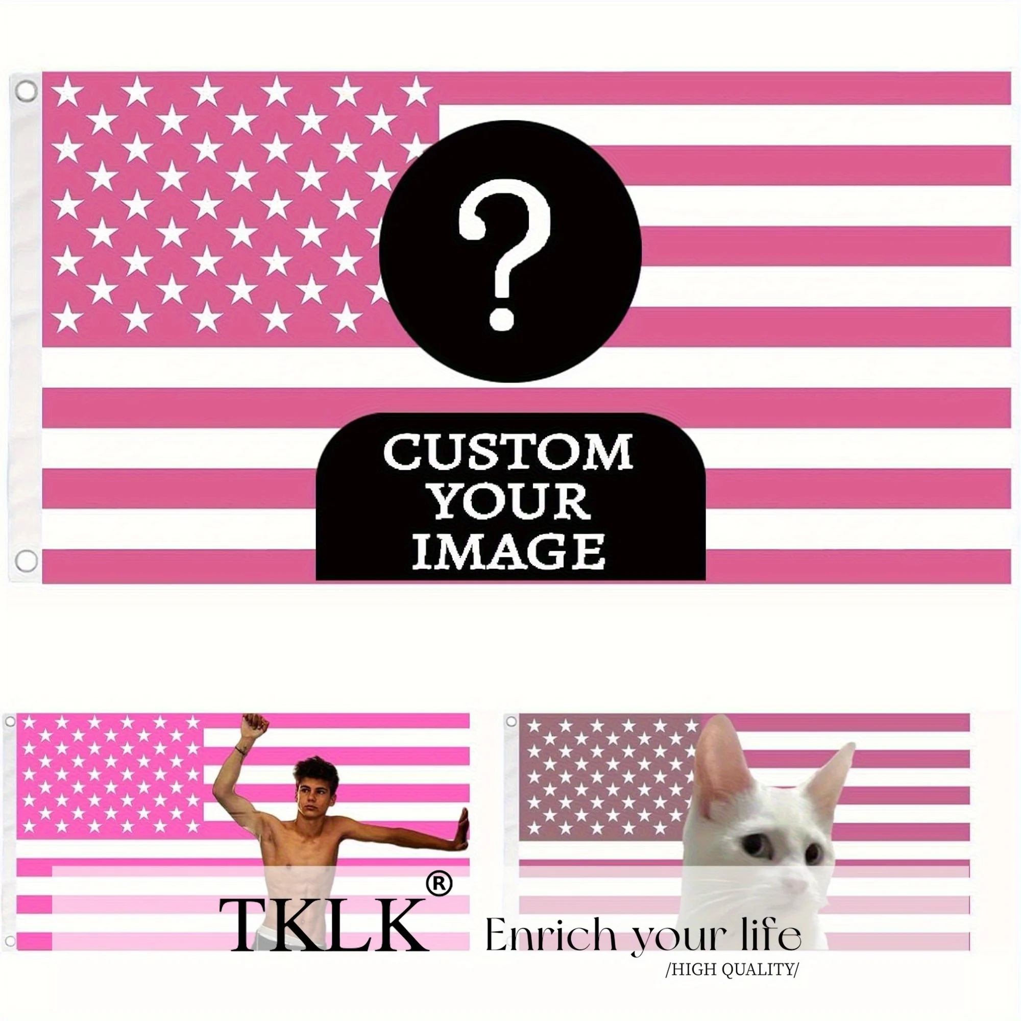 Классический розовый/черный американский флаг - Фотография_3