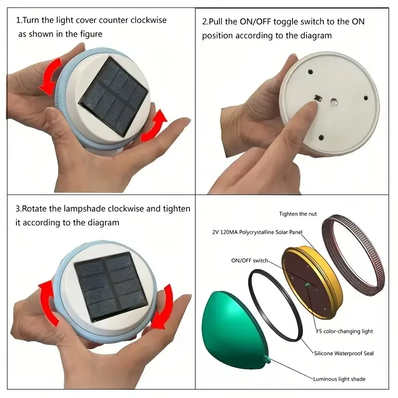 Плавающий светильник для бассейна на солнечной батарее - Фотография_3