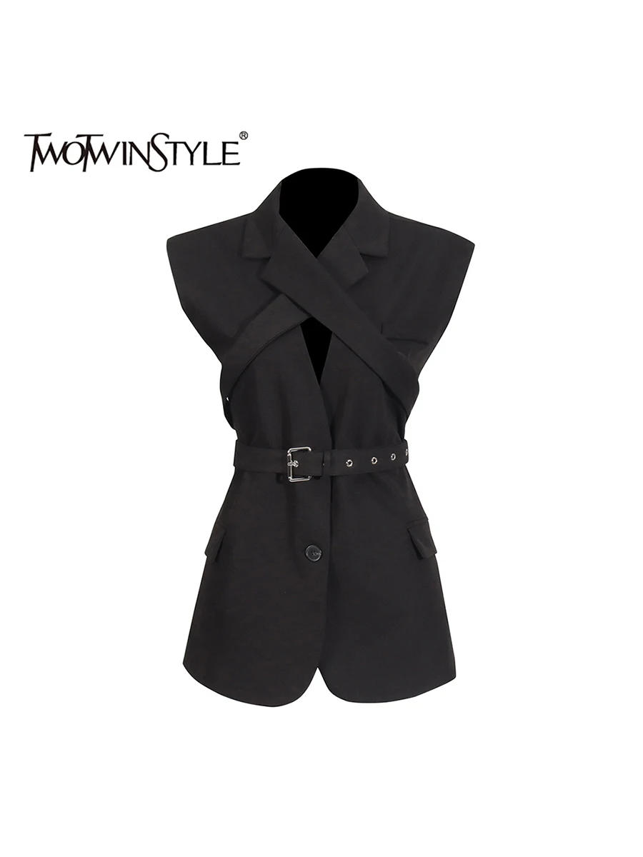 Twotwinstyle однотонные ажурные утягивающие шикарные жилеты для женщин
