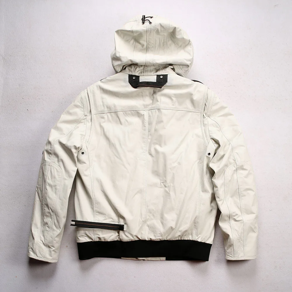 Зимняя мужская новая белая съемная подкладка с капюшоном - Фотография_4