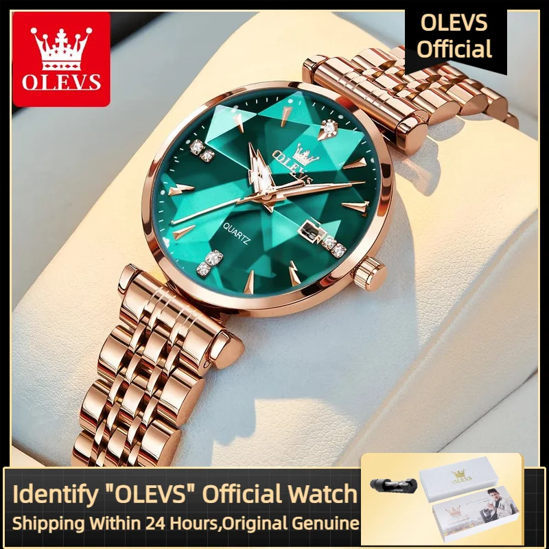 Olevs 5536, роскошные брендовые кварцевые женские часы с бриллиантами