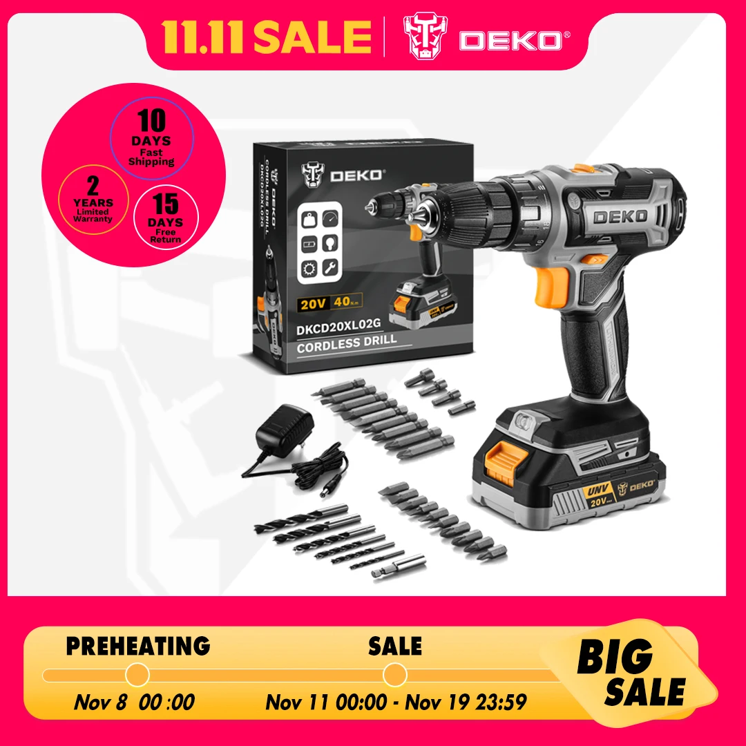 Deko 20 в аккумуляторная дрель