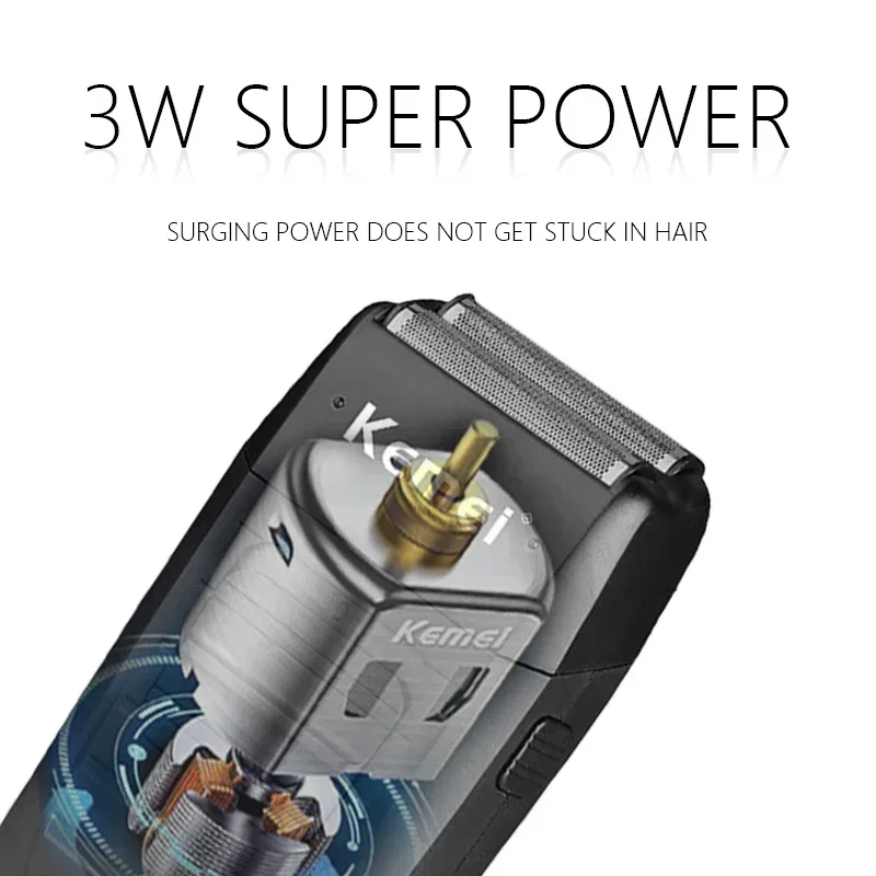 Kemei перезаряжаемая беспроводная бритва для мужчин - Фотография_6