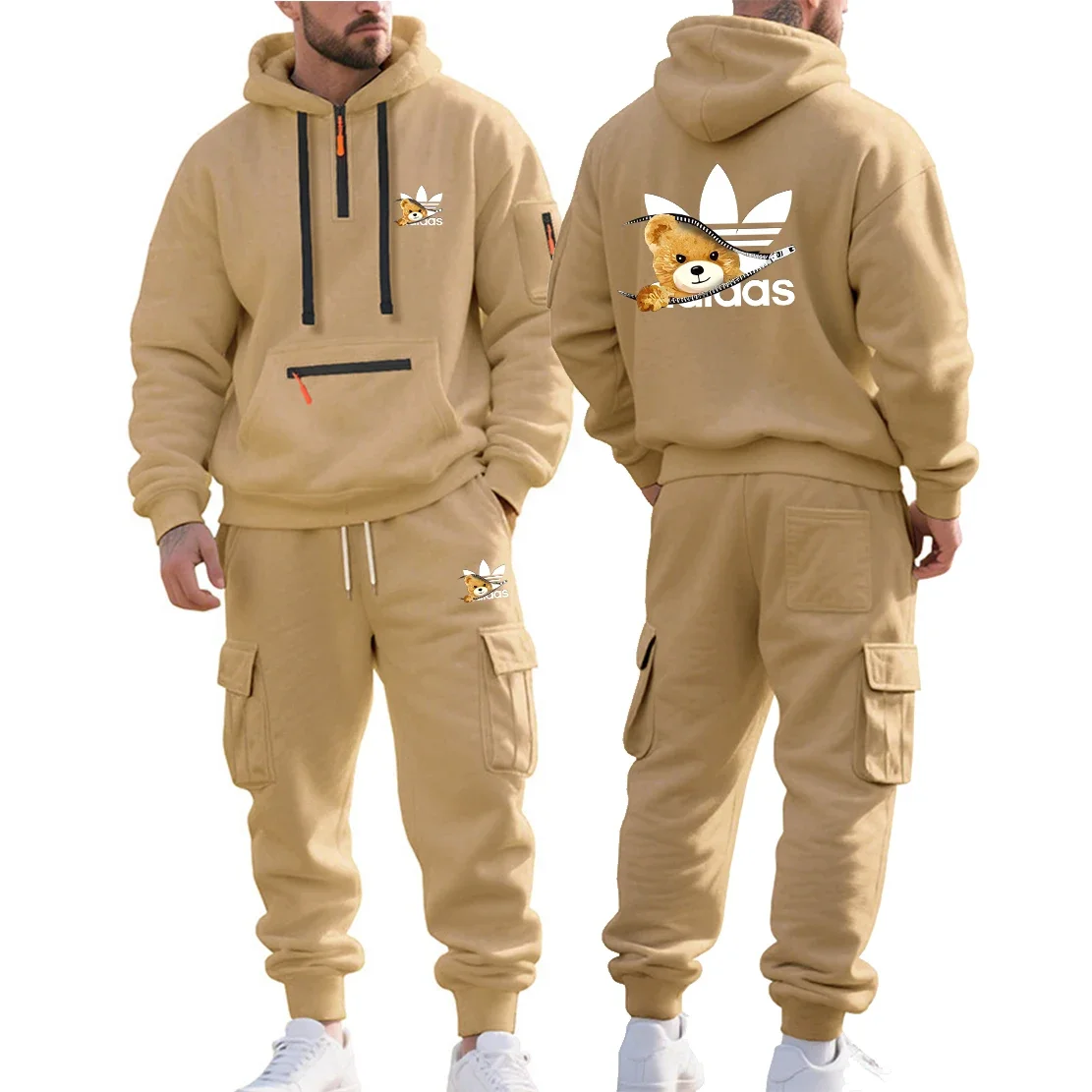 Осенне-зимняя новая мужская бархатная толстовка с принтом - Фотография_3