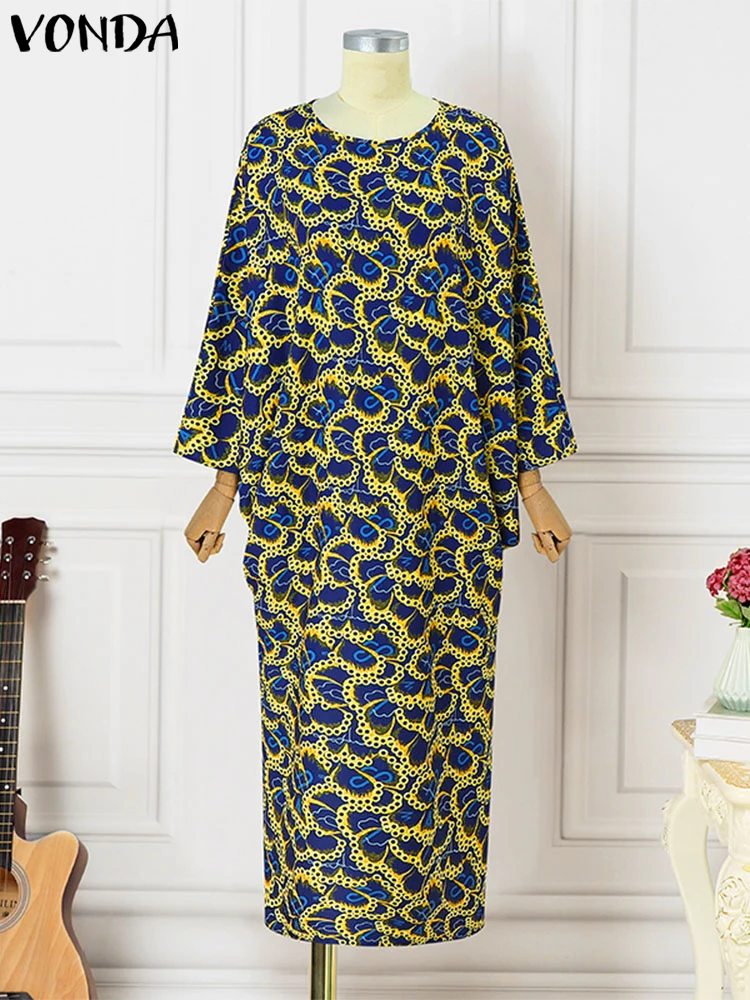 Плюс размер 5xl vonda длинное платье макси с богемным принтом 2024 - Фотография_4