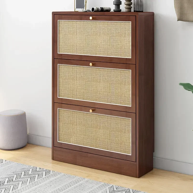 Ультратонкий шкаф для обуви из цельного дерева в японском стиле - Фотография_3