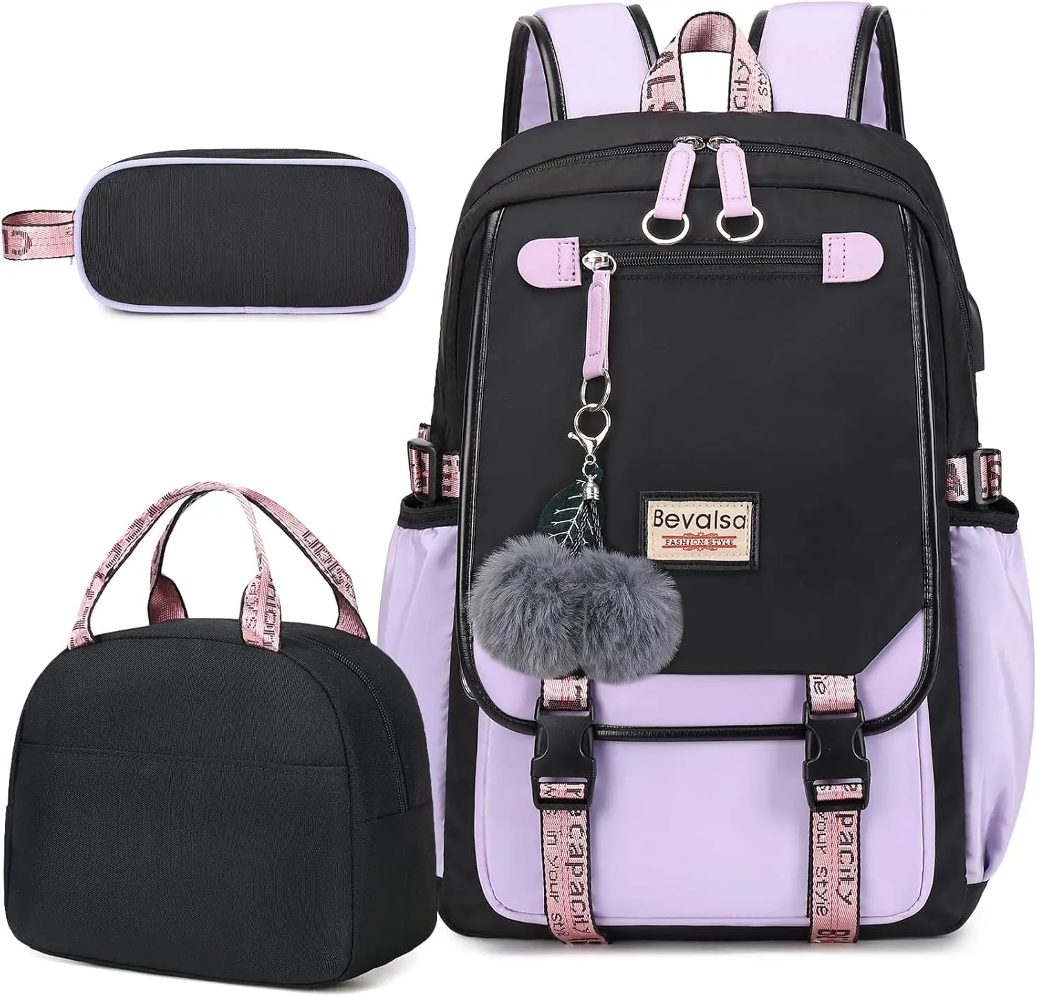 Рюкзак bevalsa с коробкой для завтрака и чехлом для ручек для девочек