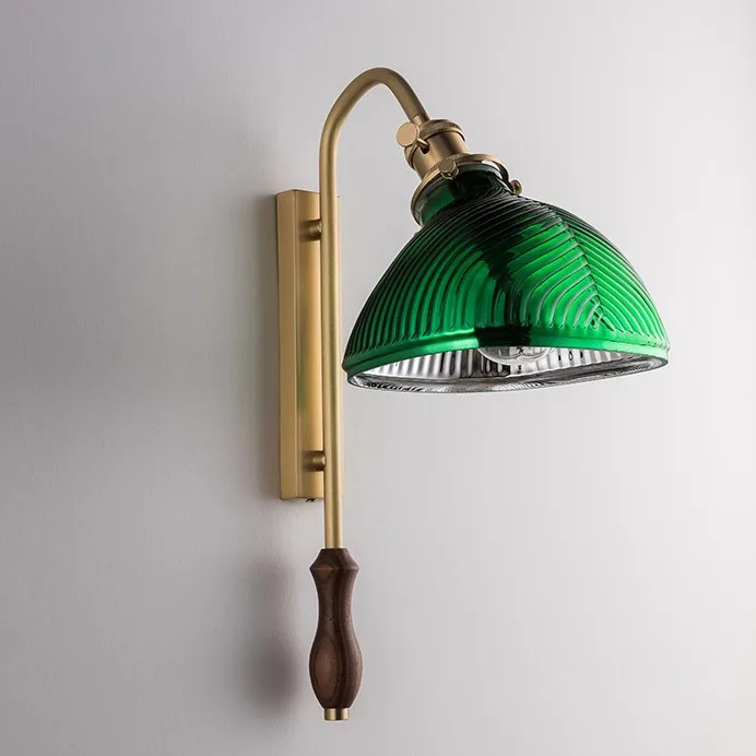 Винтажный цельномедный настенный светильник из орехового дерева - Фотография_2