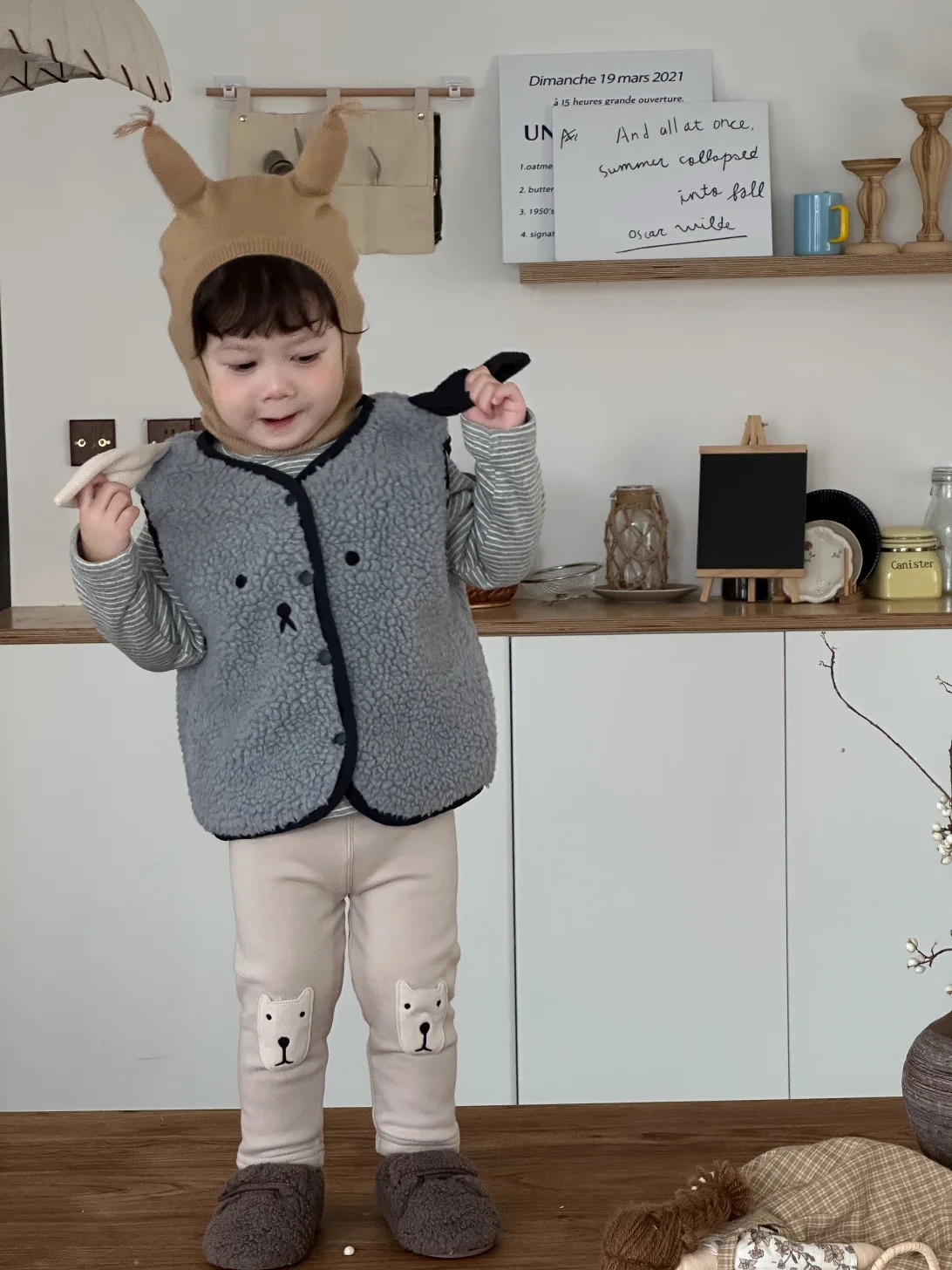 Зима 2022, новый детский плюшевый жилет без рукавов - Фотография_2