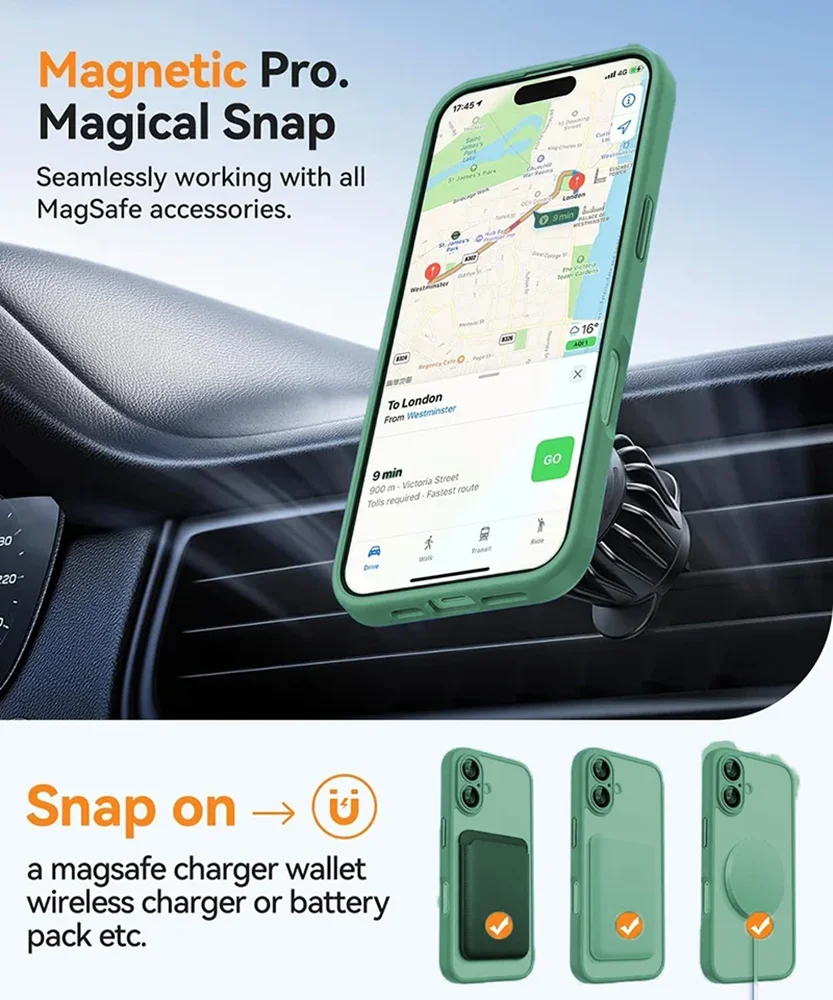 Магнитный роскошный противоударный чехол magsafe для iphone 16 - Фотография_2