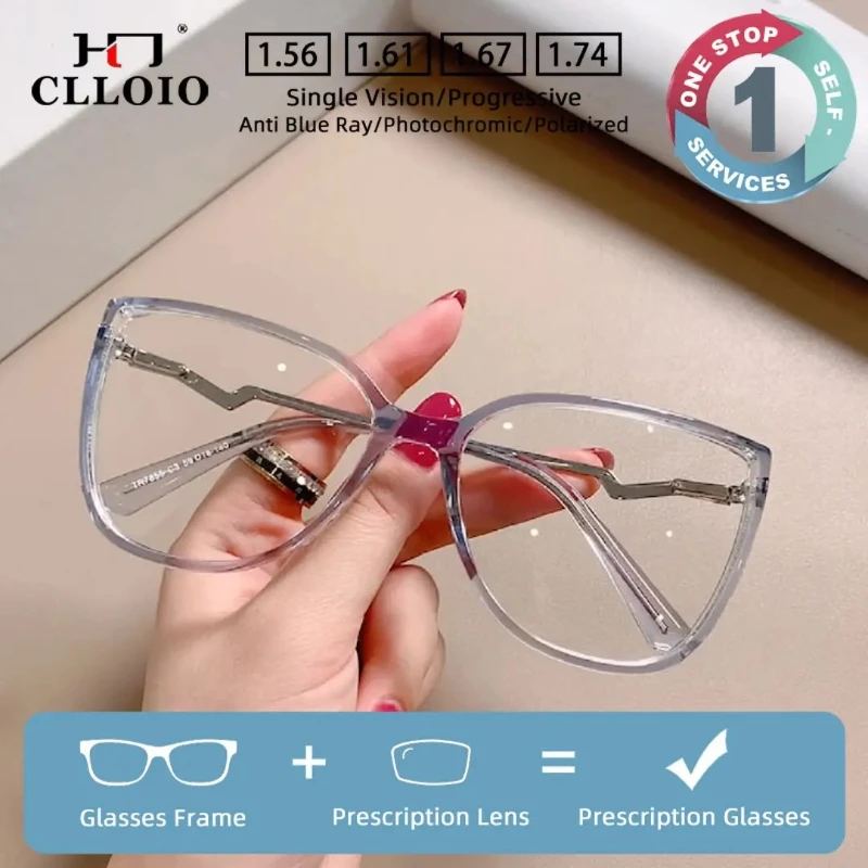 Clloio женские модные очки в круглой оправе с градиентом синего света