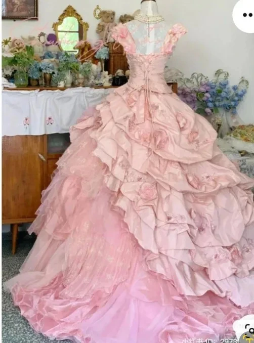 Evlast индивидуальное розовое платье принцессы quinnceanera - Фотография_3