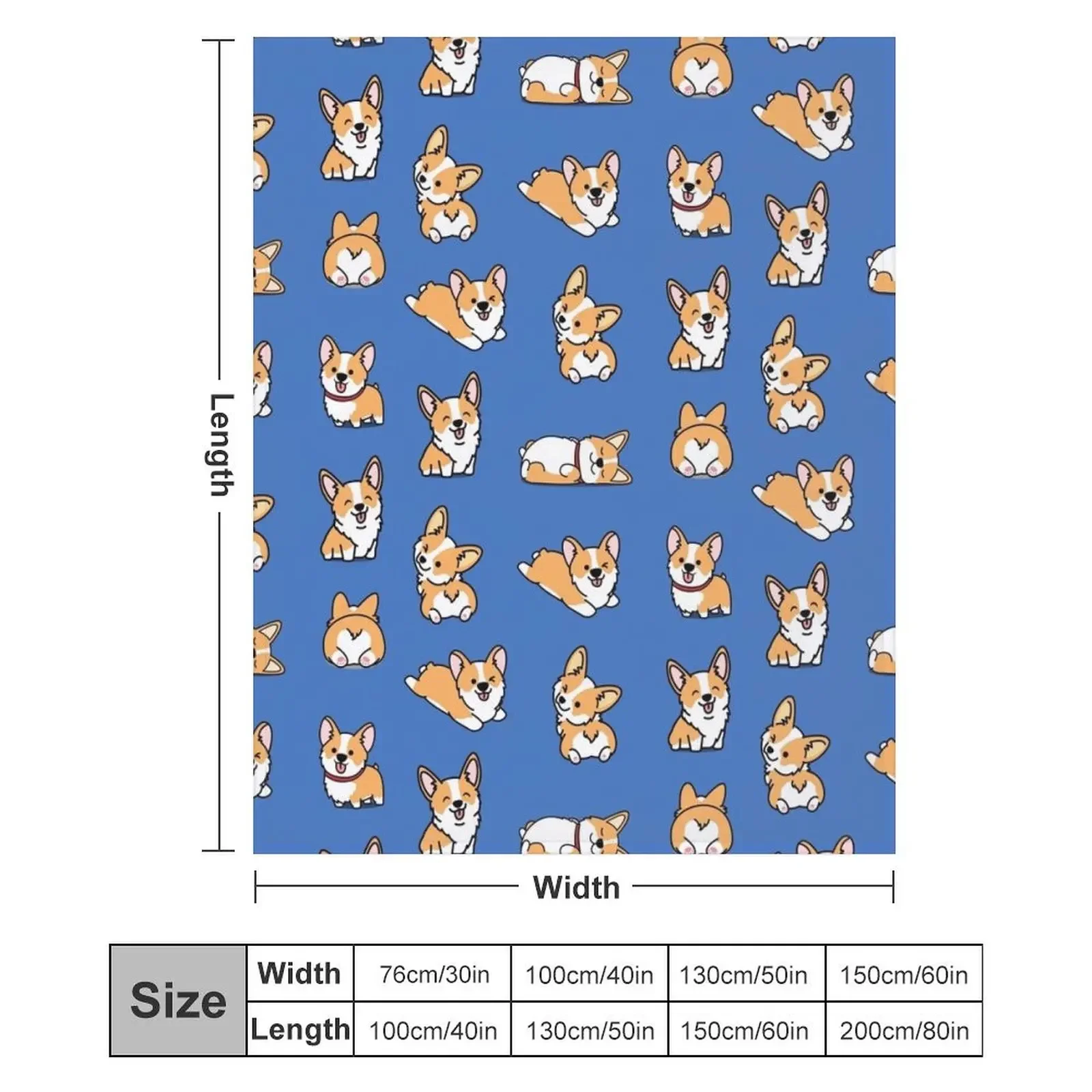 Одеяло kawaii corgi в клетку на диване - Фотография_6